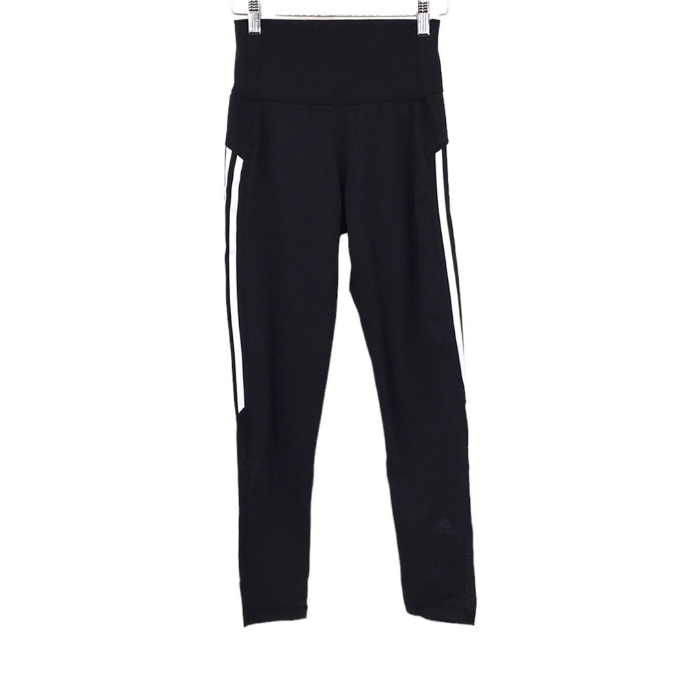 Adidas Black White 3 Stripes Track Training‎ Pants Womens Small Sheer Tights